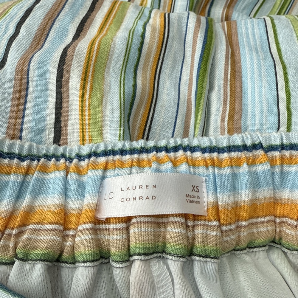 Lauren Conrad pastel rainbow stripe Faux wrap tie midi skirt And Shirt NWT - Picture 6 of 10